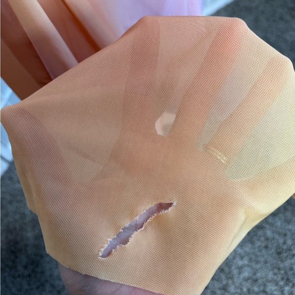 Suboo Sunset Ombré Mesh Maxi Dress Sheer Ruched – Size XL (Flaw) - Picture 4 of 5